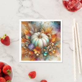 Servilleta De Papel Calabaza de otoño blanca vibrante