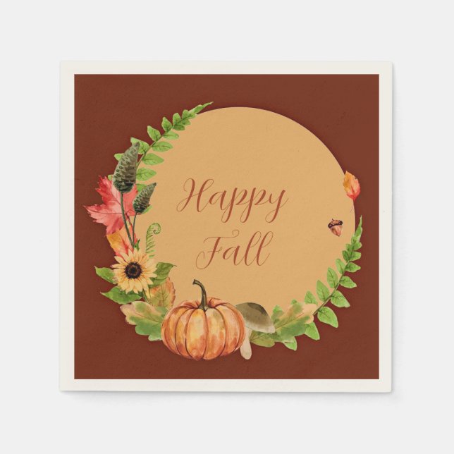 Servilleta De Papel Calabaza de otoño y naturaleza con texto de person (Anverso)