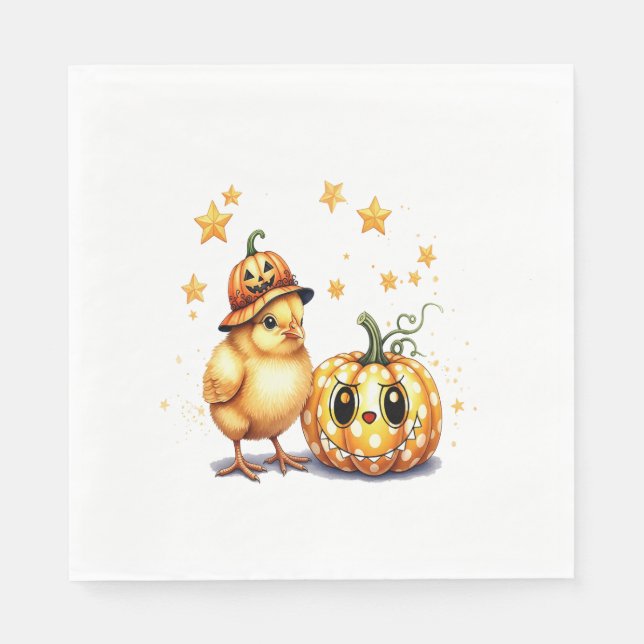 Servilleta De Papel Calabaza de pollo de Halloween (Anverso)