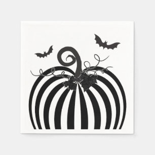 Servilleta De Papel Calabaza de rayas negras y blancas y murciélagos F