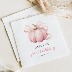 Servilleta De Papel Calabaza de vaca rosa primer cumpleaños