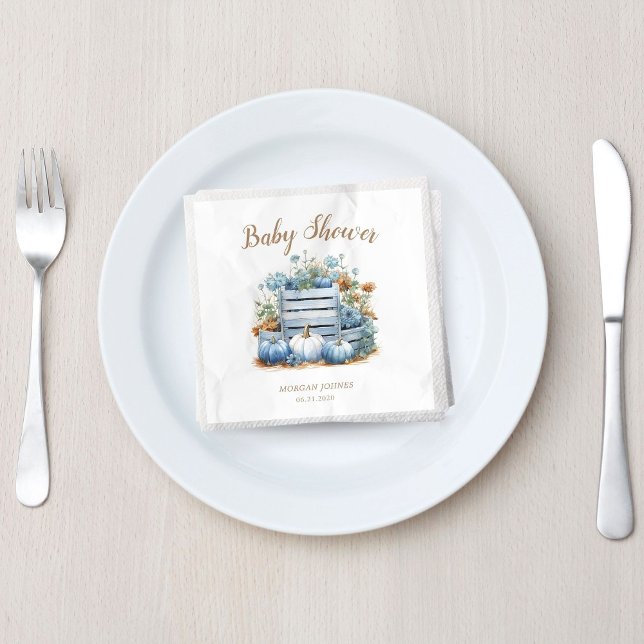 Servilleta De Papel Calabaza dorada azul Baby Shower otoño (Subido por el creador)