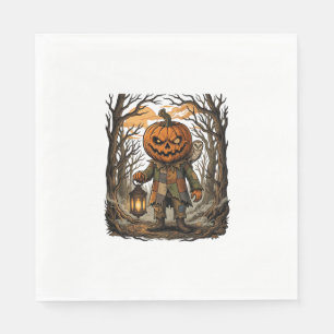 Servilleta De Papel Calabaza Espeluznante Espantapájaros Linterna Búho