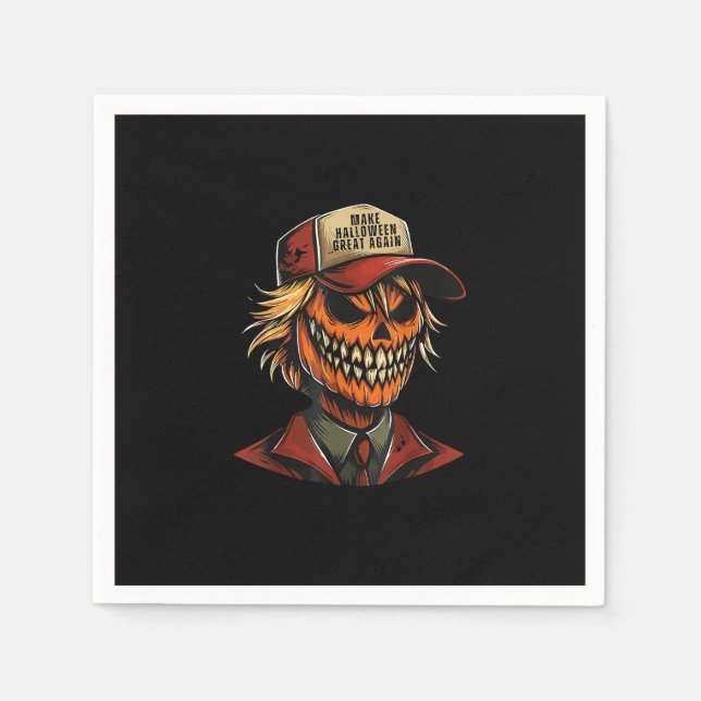 Servilleta De Papel Calabaza Esqueleto Divertida Trumpkin Haz que Hall (Anverso)