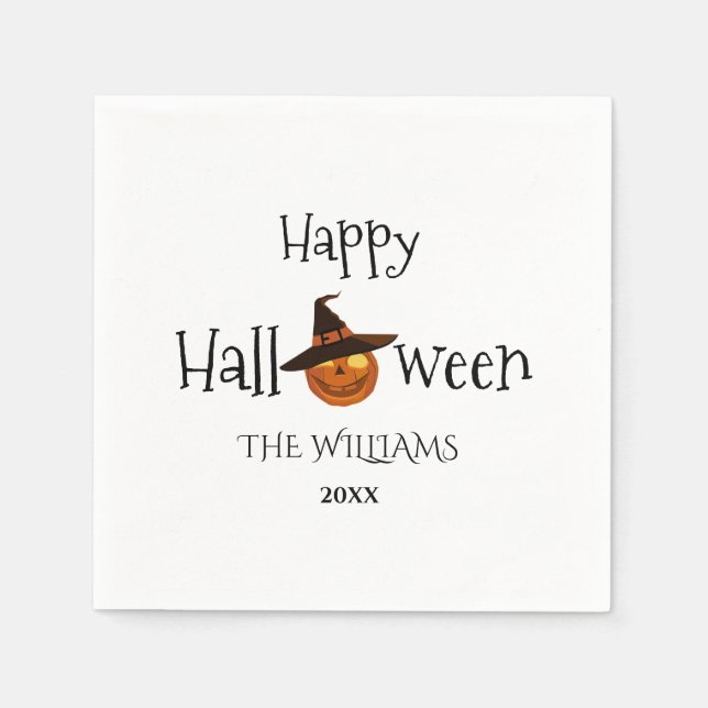 Servilleta De Papel Calabaza feliz Halloween personalizada (Anverso)