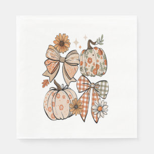 Servilleta De Papel Calabaza Floral Caída Calabaza Coquette Boho Caer
