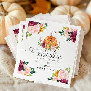 Servilleta De Papel Calabaza floral de caída de Borgoña