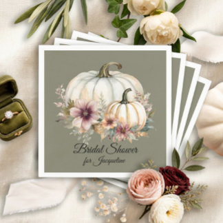 Servilleta De Papel Calabaza Floral de Hoja de Otoño Taupe Sage Desped
