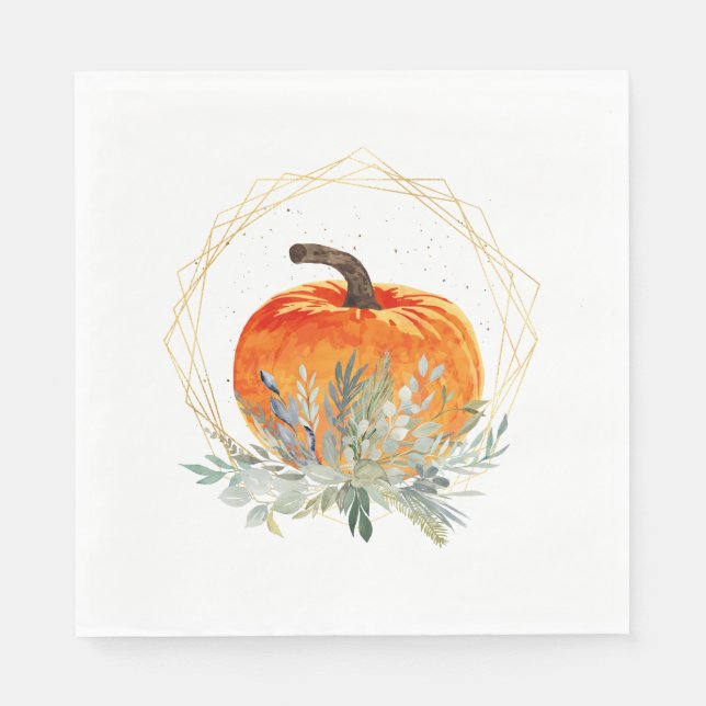 Servilleta De Papel Calabaza floral elegante (Anverso)