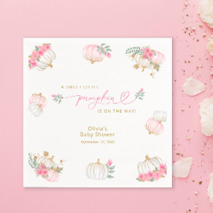 Servilleta De Papel Calabaza Floral rosa Baby Shower Papel Napkin