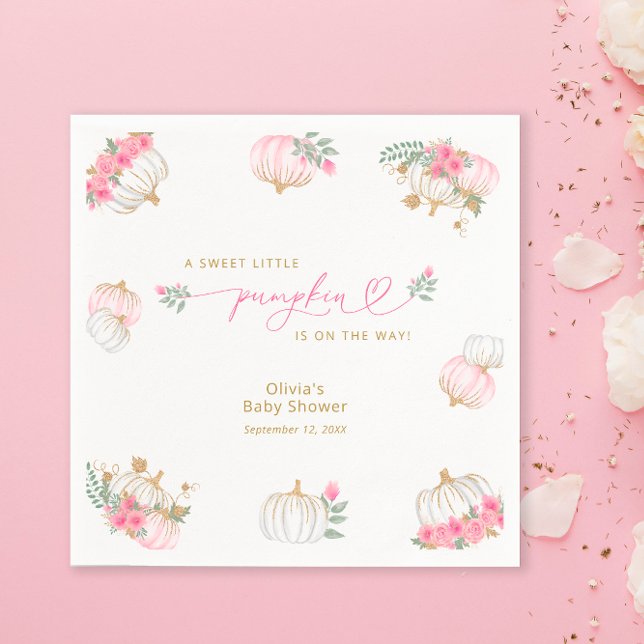 Servilleta De Papel Calabaza Floral rosa Baby Shower Papel Napkin (Subido por el creador)