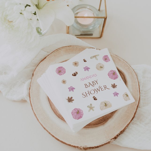 Servilleta De Papel Calabaza floral Rubor rosada Baby Shower (Subido por el creador)
