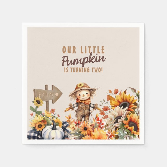 Servilleta De Papel Calabaza Granja Sunflower Cumpleaños (Anverso)