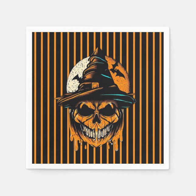 Servilleta De Papel calabaza/Halloween/calavera/espeluznante (Anverso)