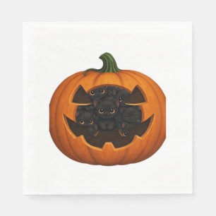 Servilleta De Papel Calabaza llena de gatitos - Halloween de felino ne