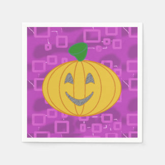 Servilleta De Papel Calabaza moderna sobre geométrica púrpura