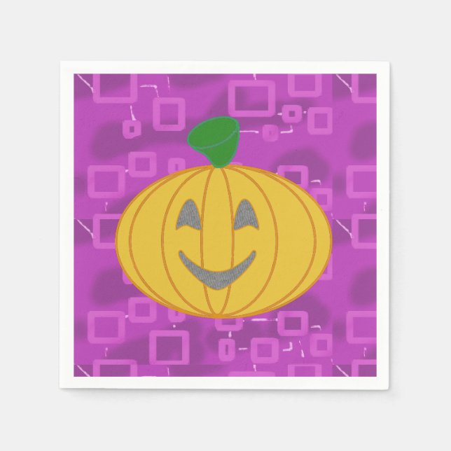 Servilleta De Papel Calabaza moderna sobre geométrica púrpura (Anverso)
