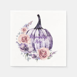 Servilleta De Papel Calabaza morada lindo floral otoño flores otoño ot