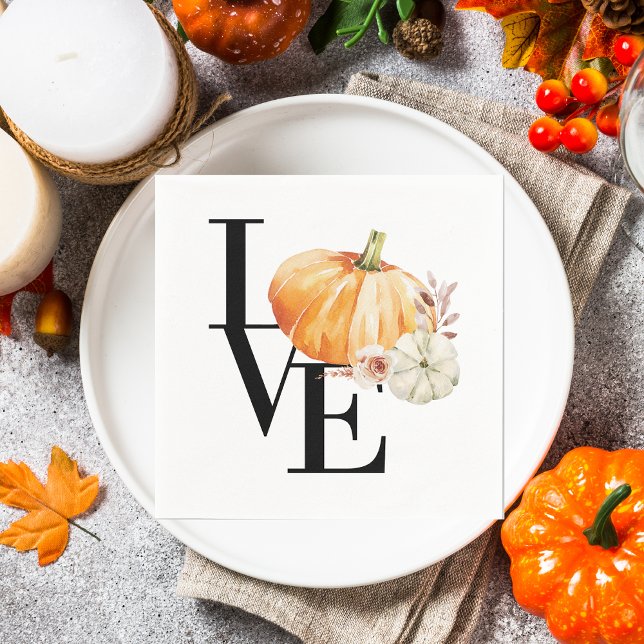 Servilleta De Papel Calabaza Naranja acuarela moderna con amor (Subido por el creador)