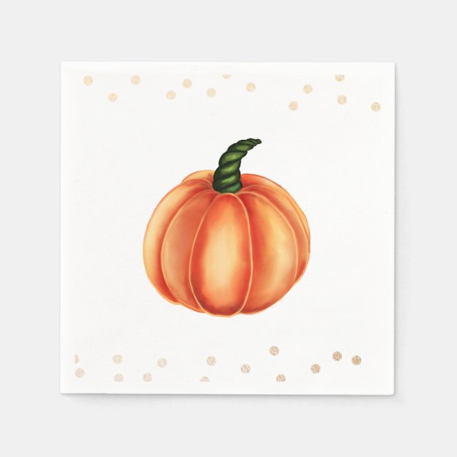 Servilleta De Papel Calabaza naranja | Baby Shower | Lunares (Anverso)