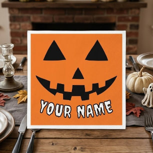 Servilleta De Papel Calabaza Naranja Personalizada de Halloween con Tu