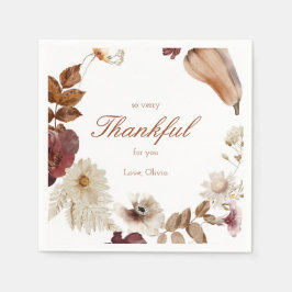 Servilleta De Papel Calabaza Neutral Acuarela Caída Baby Shower Napkin