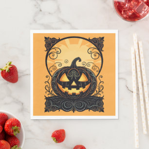Servilleta De Papel Calabaza Otoñal Gótica Jack O Lantern