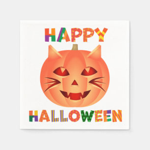 Servilleta De Papel Calabaza para gatos de Halloween