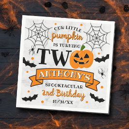 Servilleta De Papel Calabaza pequeña cumple dos años de Halloween