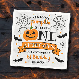 Servilleta De Papel Calabaza pequeña se vuelve un primer cumpleaños de