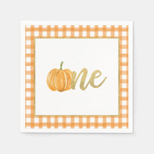 Servilleta De Papel Calabaza Primer Cumpleaños Napkin - Naranja de niñ