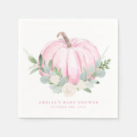 Calabaza rosa acuarela Baby Shower otoño