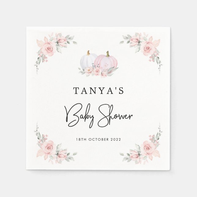 Servilleta De Papel Calabaza rosa Baby Shower Napkin (Anverso)