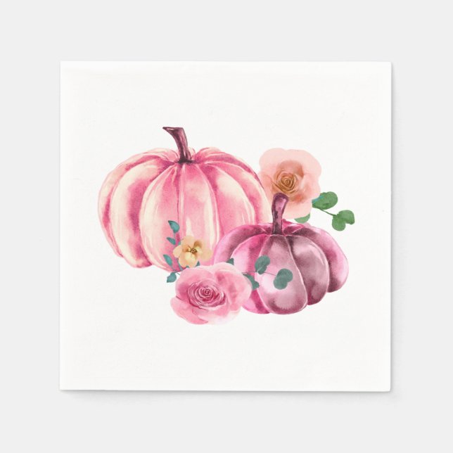 Servilleta De Papel Calabaza rosa | BABY SHOWER | Rosas florales (Anverso)