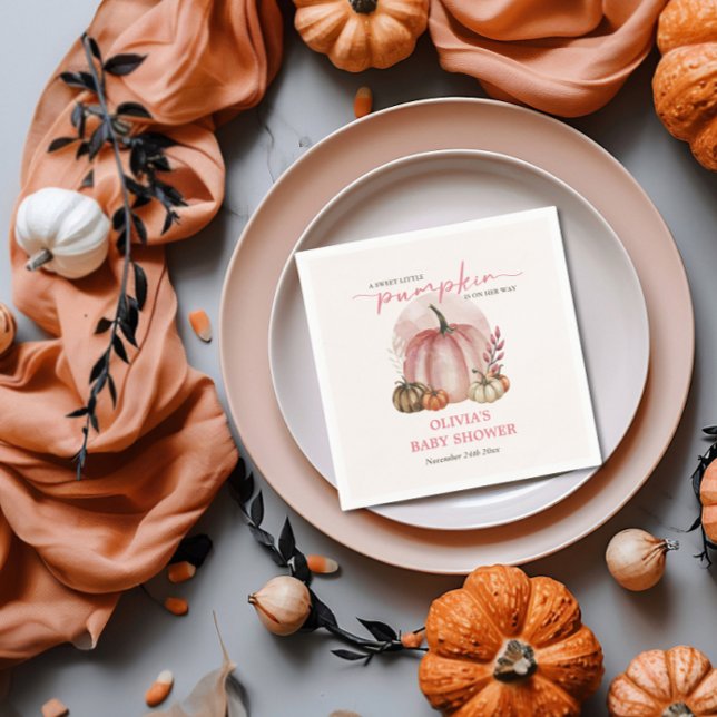 Servilleta De Papel Calabaza rosa en su camino Papel Baby Shower Chica (Subido por el creador)