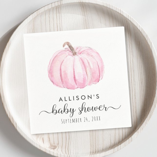 Servilleta De Papel Calabaza rosa mínima Acuarela Niña Ducha (Subido por el creador)