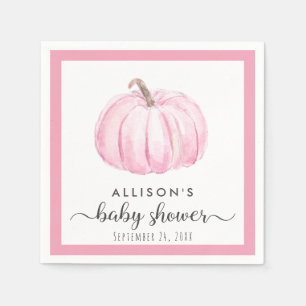 Servilleta De Papel Calabaza rosa Watercolor Bebé Chica Ducha
