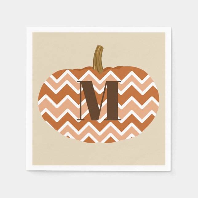 Servilleta De Papel Calabaza Rustica de Chevrons | PERSONALIZADO (Anverso)