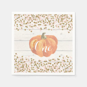 Servilleta De Papel Calabaza Rústica Naranja de cumpleaños rosado y
