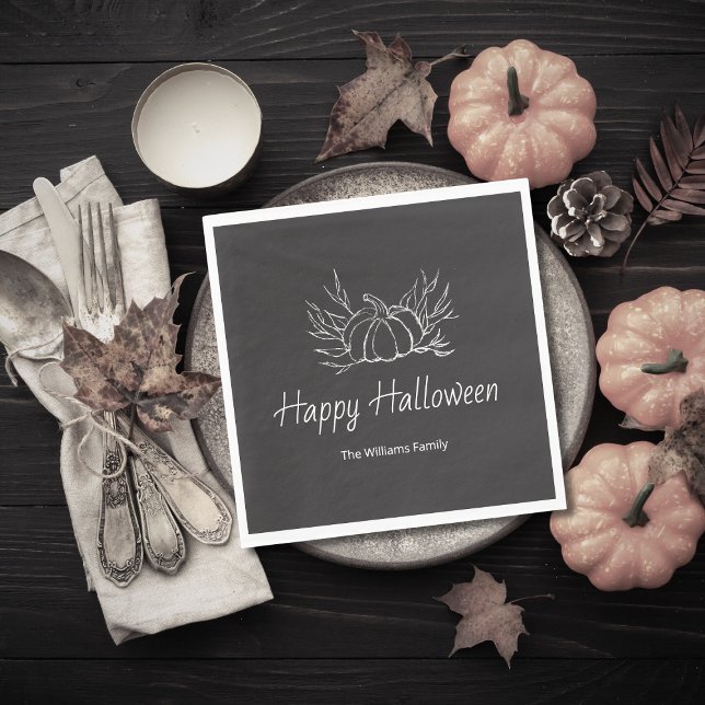 Servilleta De Papel Calabaza simple Rustic Chalkboard Halloween Party (Subido por el creador)