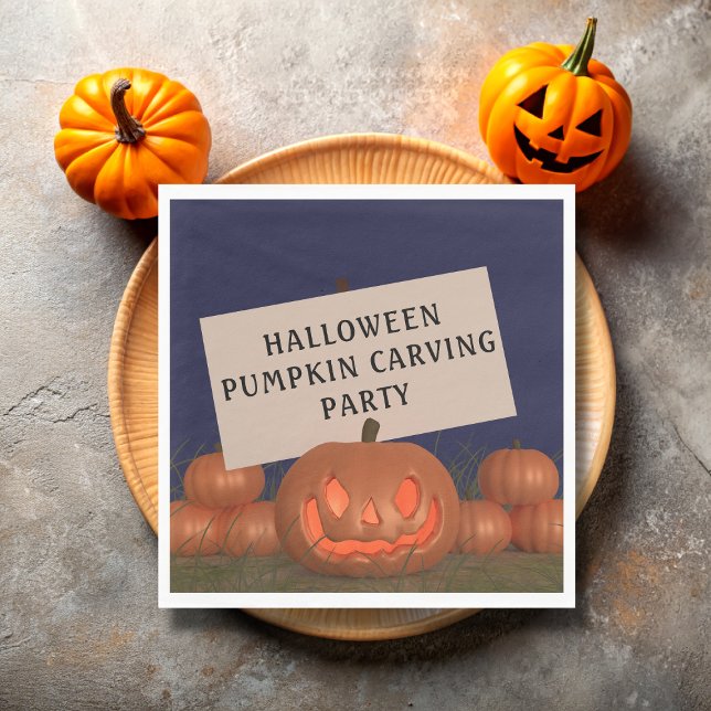 Servilleta De Papel Calabaza tallando Jack O Lantern Halloween Napkins (Perfect paper napkins for your pumpkin carving party. Just add your name)
