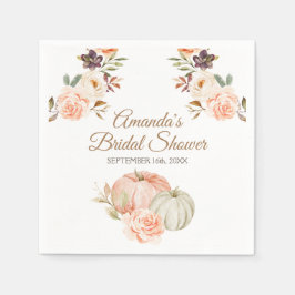 Servilleta De Papel Calabaza Verde Otoñal Durazno Floral Rústico