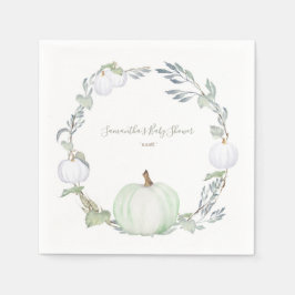 Servilleta De Papel Calabaza verde y blanca de la cosecha otoñal