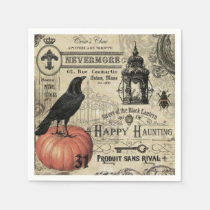 Servilleta De Papel Calabaza y cuervo modernos de Halloween del