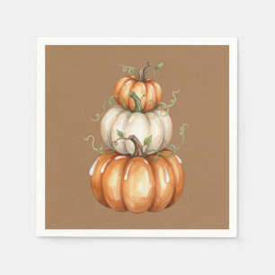 Servilleta De Papel Calabazas Acción de Gracias Acuarela