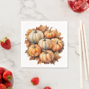 Servilleta De Papel Calabazas acuáticas de otoño con hojas