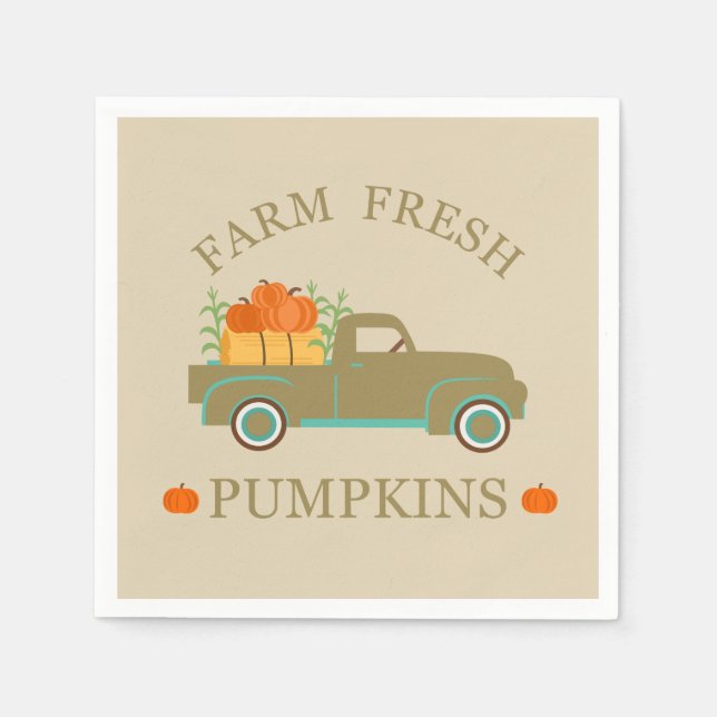 Servilleta De Papel calabazas acuáticas frescas de granja otoño (Anverso)