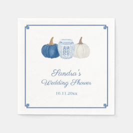 Servilleta De Papel Calabazas Azules Blancas de Otoño Elegantes para F