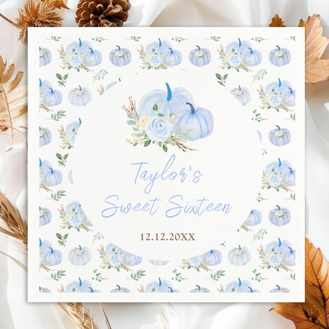 Servilleta De Papel Calabazas Azules Florales Dulces Dieciséis (Subido por el creador)