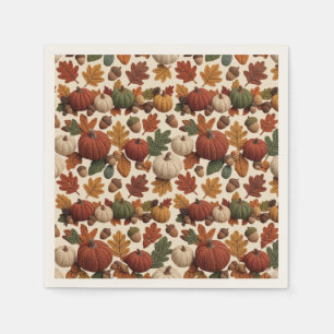 Servilleta De Papel Calabazas bellotas y hojas de otoño